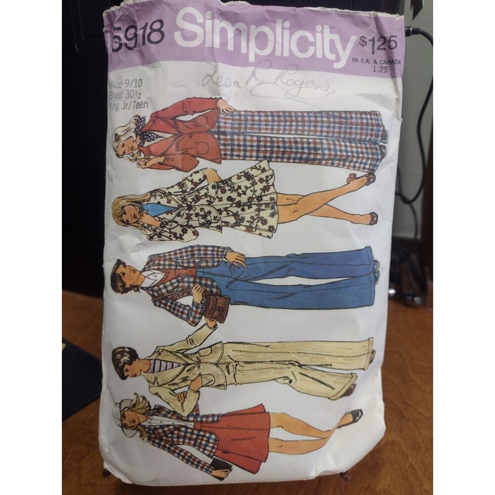 Vintage Simplicity Pattern 5918 Yng Junior/Teens'‎ Jacket, Skirt, Pants (1973) - Picture 2 of 3